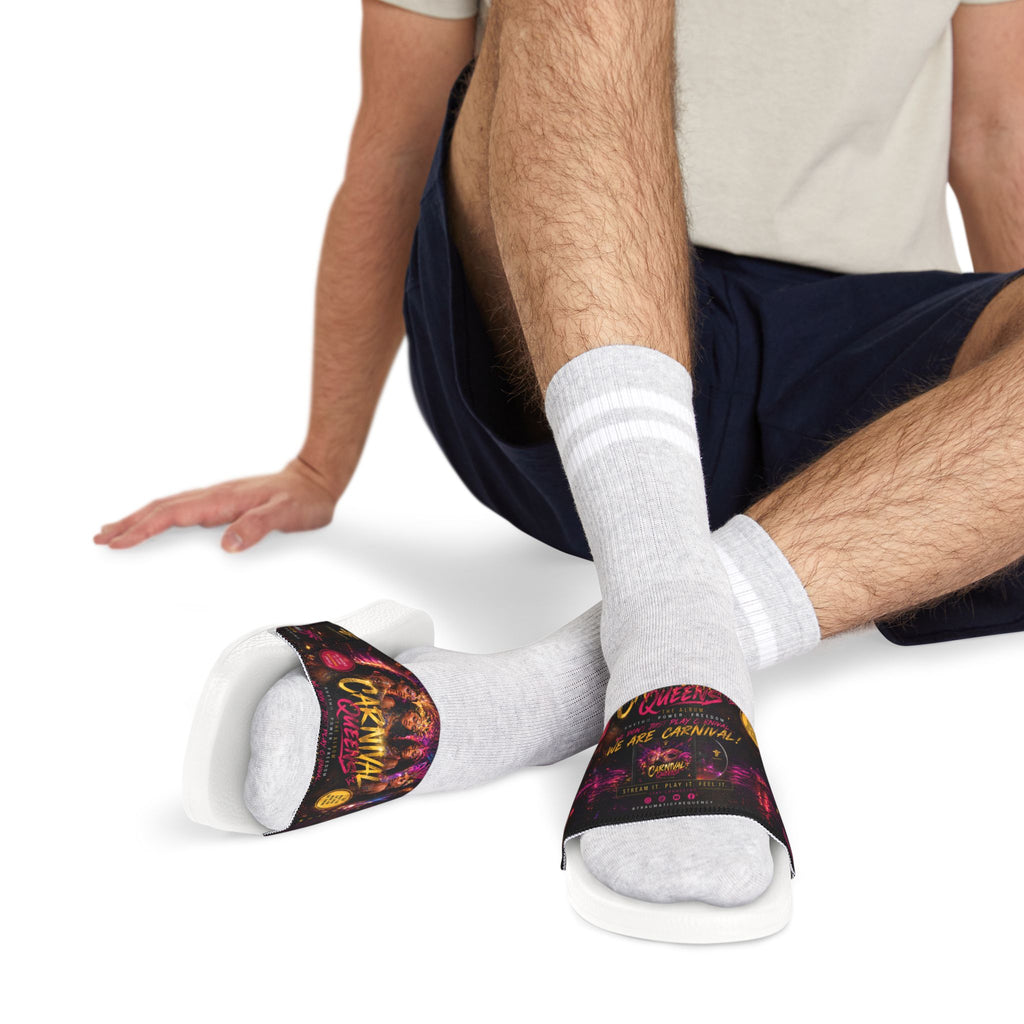 Men's Slide Sandals — Neon Carnival Graphic Strap (Removable)